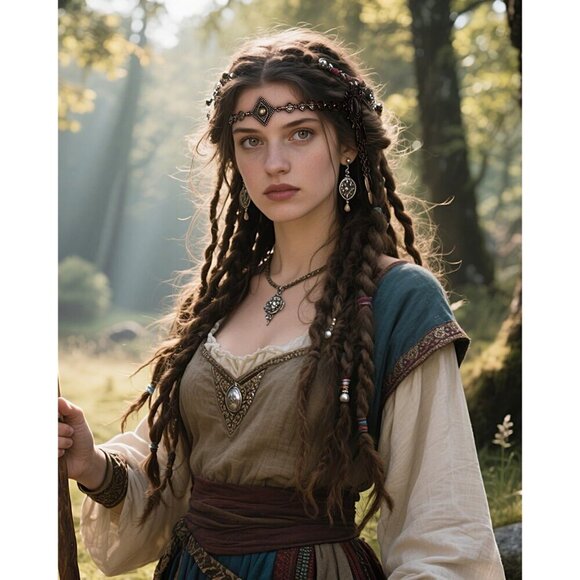Women Viking Head Chain Jewelry Halloween Cosplay Antique Bronze Fit main image 4